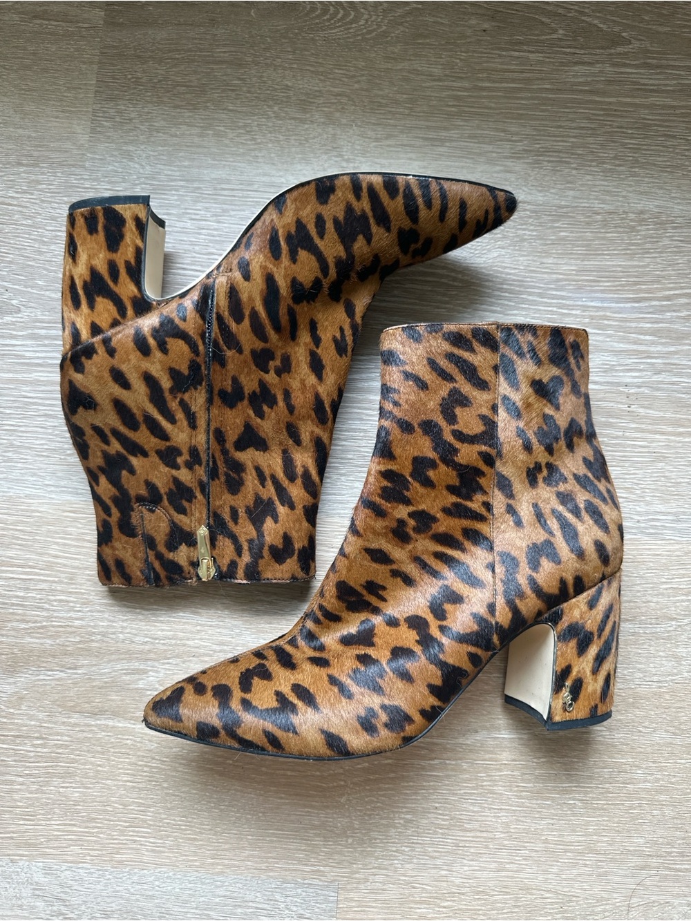 Sam Edelman Hilty Leopard Print Pointed Toe Ankle Boots